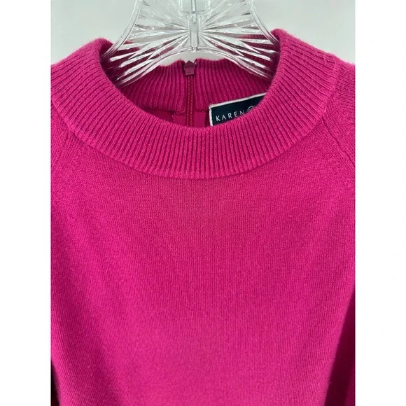 Karen Scott Pink Romantic Med Mock Neck Back Zip Knit Sweater Preppy Old Money - Picture 6 of 16